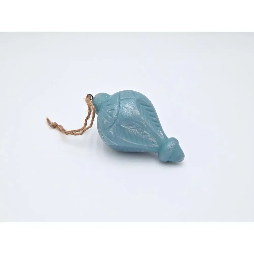 Upcycled Carved Ornament – Rustic Vintage‑Style Decor, Turquoise Christmas